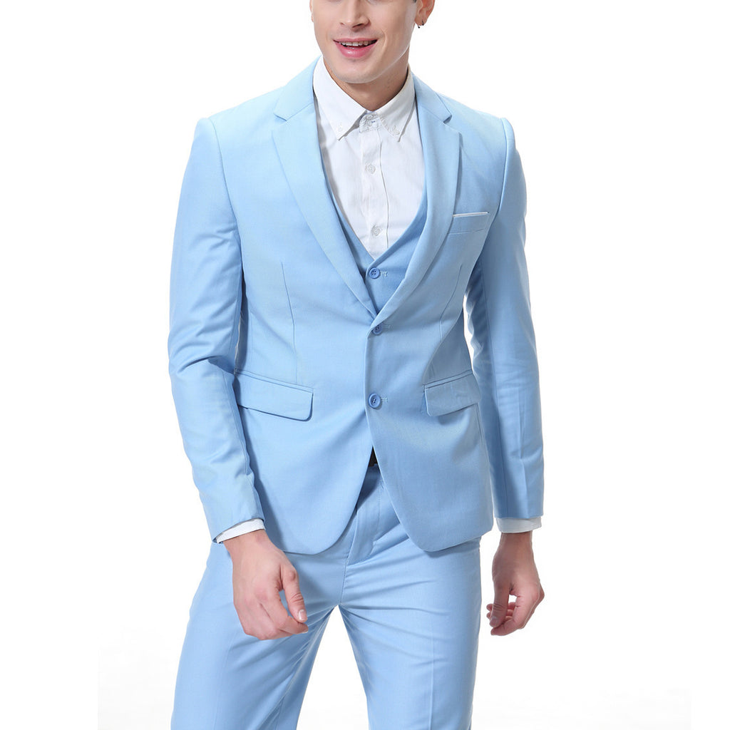 Men's Solid Color Casual Business Casual Three-Piece Suit