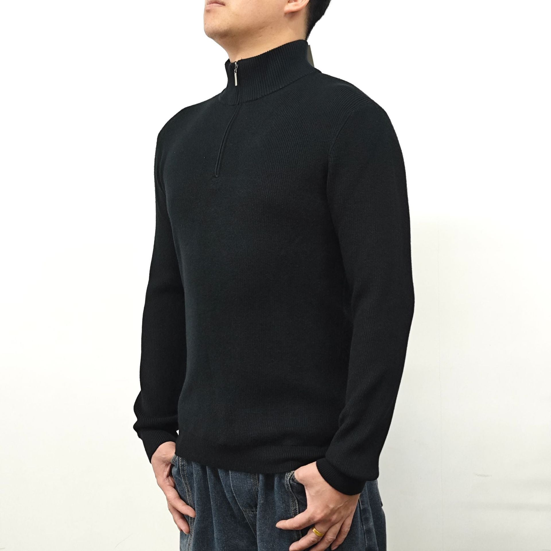 Men's American-style Half-turtleneck Zipper Sweater
