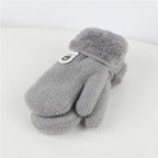 Winter Warm Labeling Mittens Kids Knitted Thicken