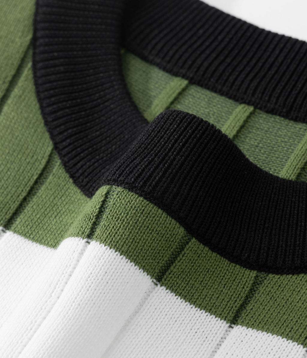 Men's Casual Contrast Color Striped Pullover