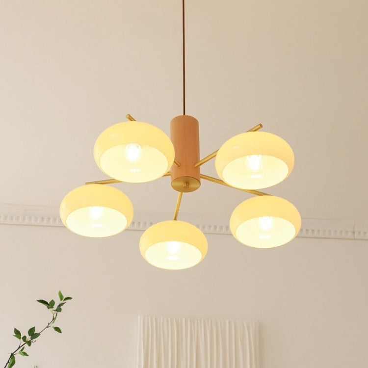 Log Style Glass Cover Chandelier Cream Bedroom Lamps