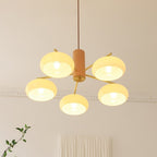 Log Style Glass Cover Chandelier Cream Bedroom Lamps