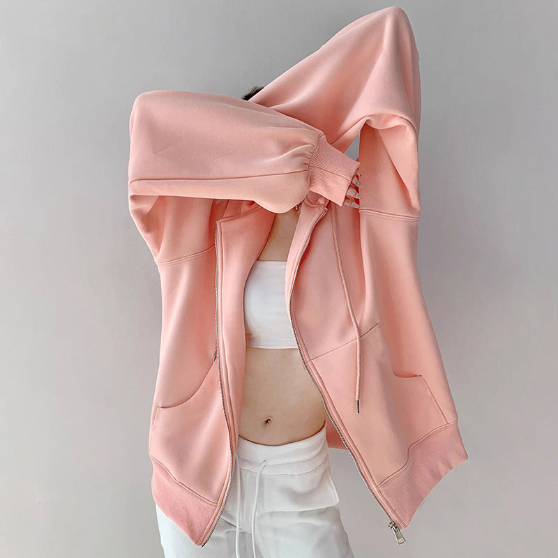 Women's Hooded Cardigan Loose-fitting Casual Pullover Coat