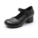 Velcro Low-cut Plus Size 43 Genuine Leather Women's Pumps