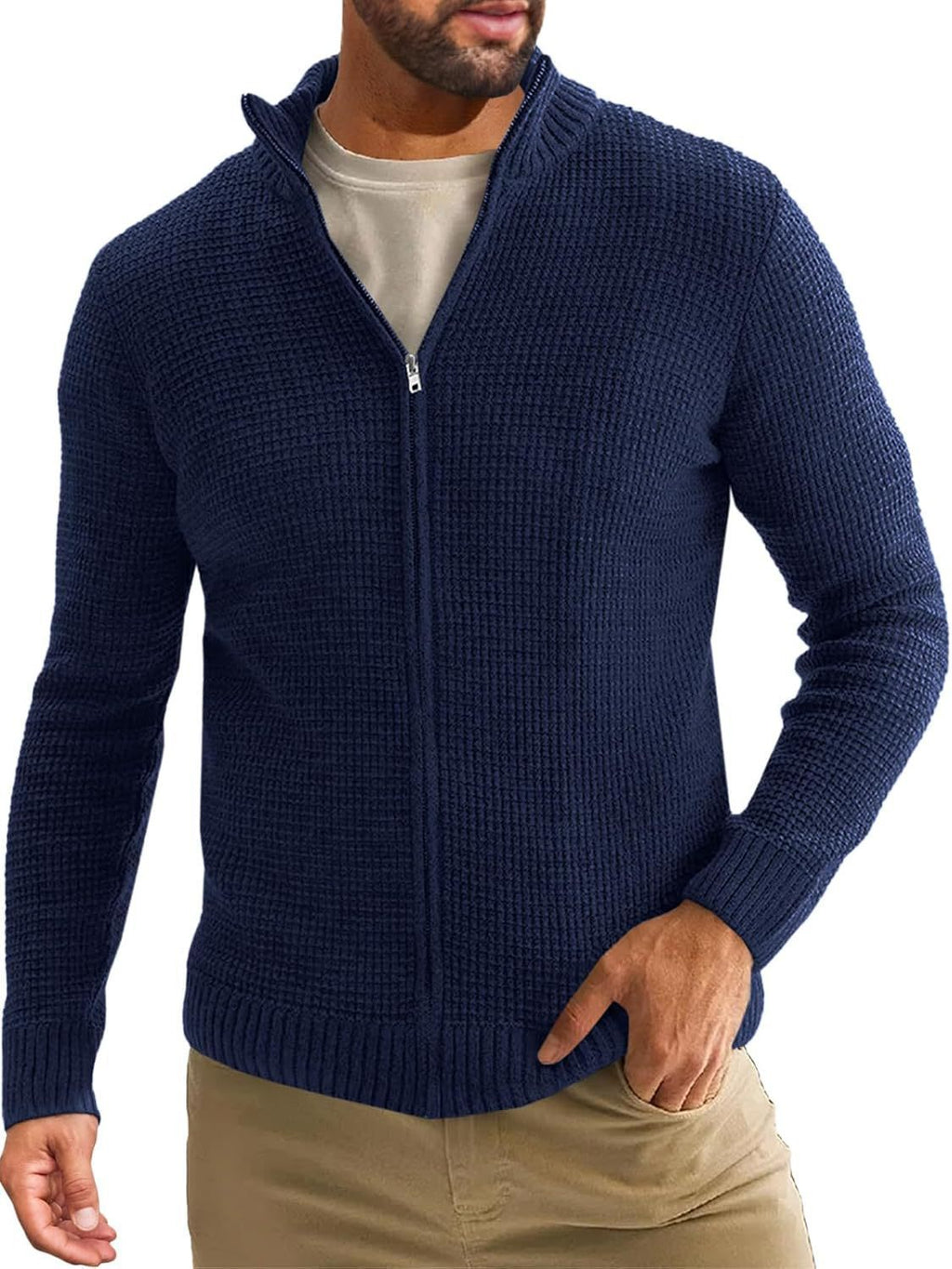 Men's Half-high Collar Cardigan Sweater Coat