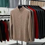 All Wool Men's Sweater Half Turtleneck Zipper Sweater