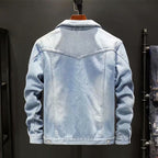 Men's Denim Jacket Autumn Loose Trendy Warm Workwear Top