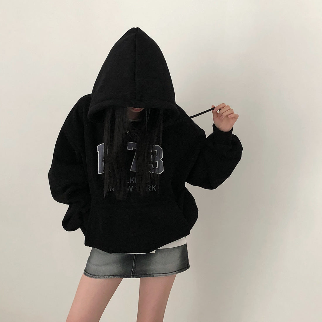 New Student Loose And Idle Letters Hooded Fleece Lined Sweater