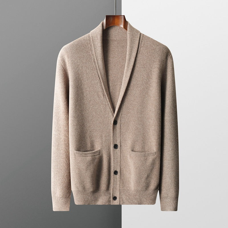 Pure Wool Men's Business Casual Middle-aged Loose Button Coat