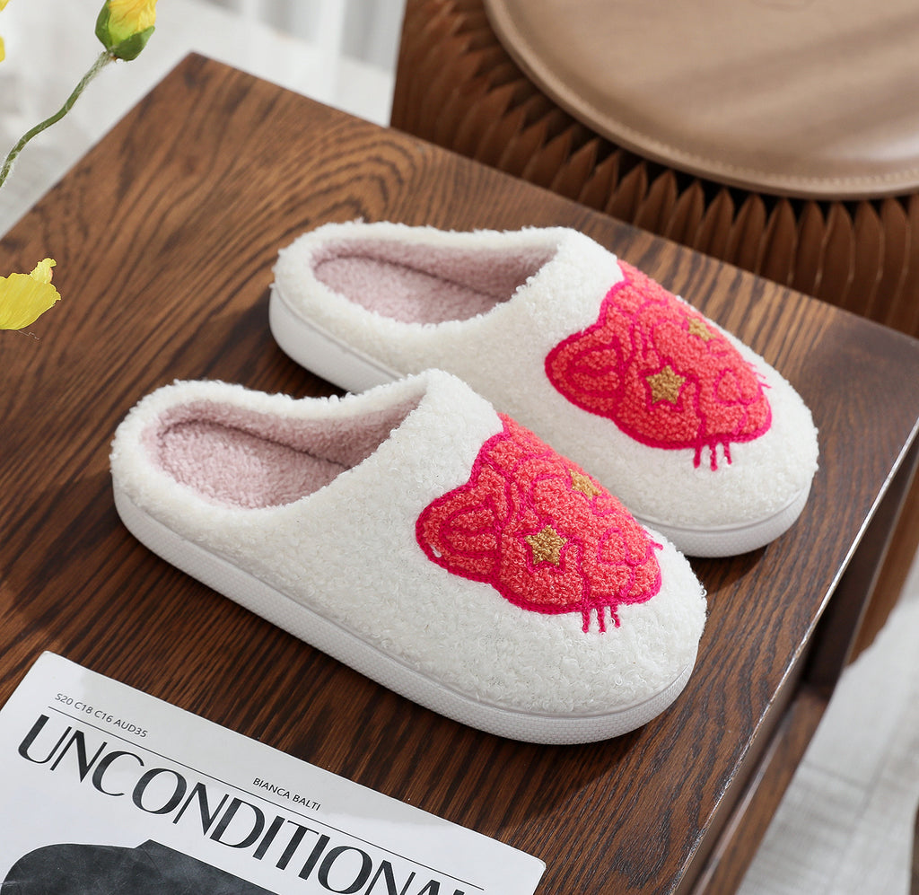 Cotton Slippers Women's Home Winter Animal Embroidery Warm