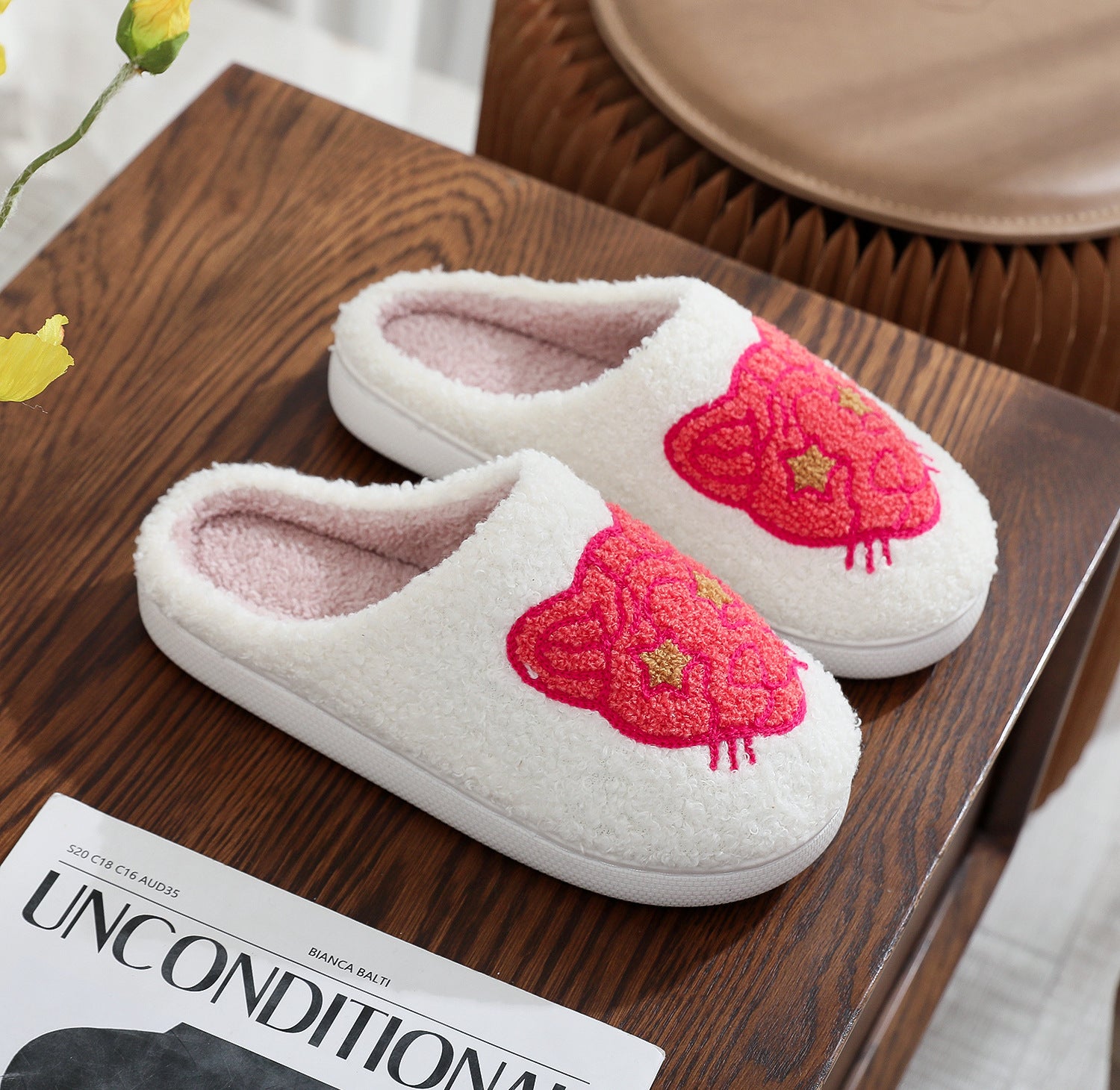 Cotton Slippers Women's Home Winter Animal Embroidery Warm