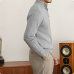 Men's Stand Collar Zippered Wool Sweater