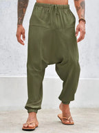 Summer Breathable Cuffed Pants Beach Straight-leg Pants Solid Color