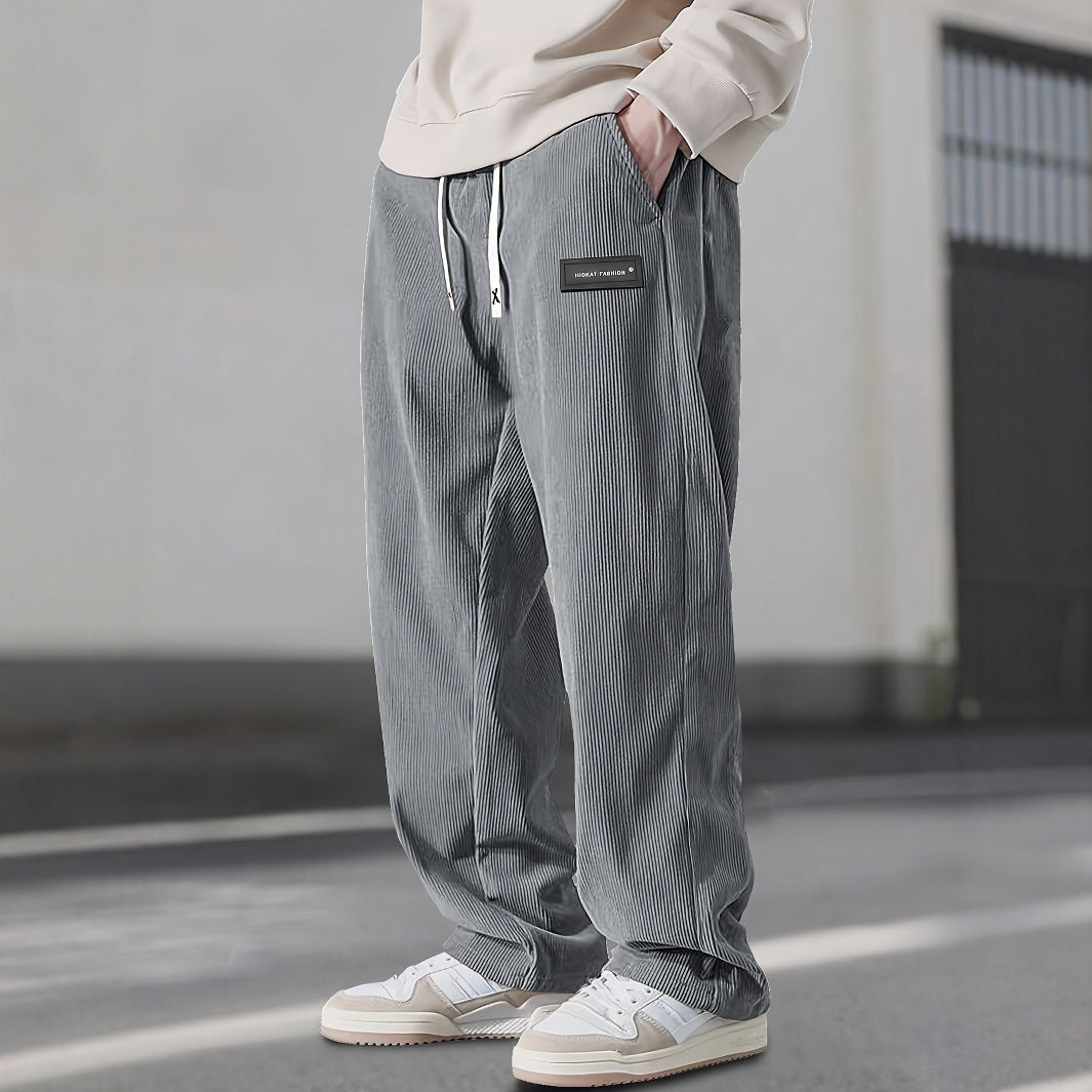 Fashionable European-style American-style Draping Straight Corduroy Trousers