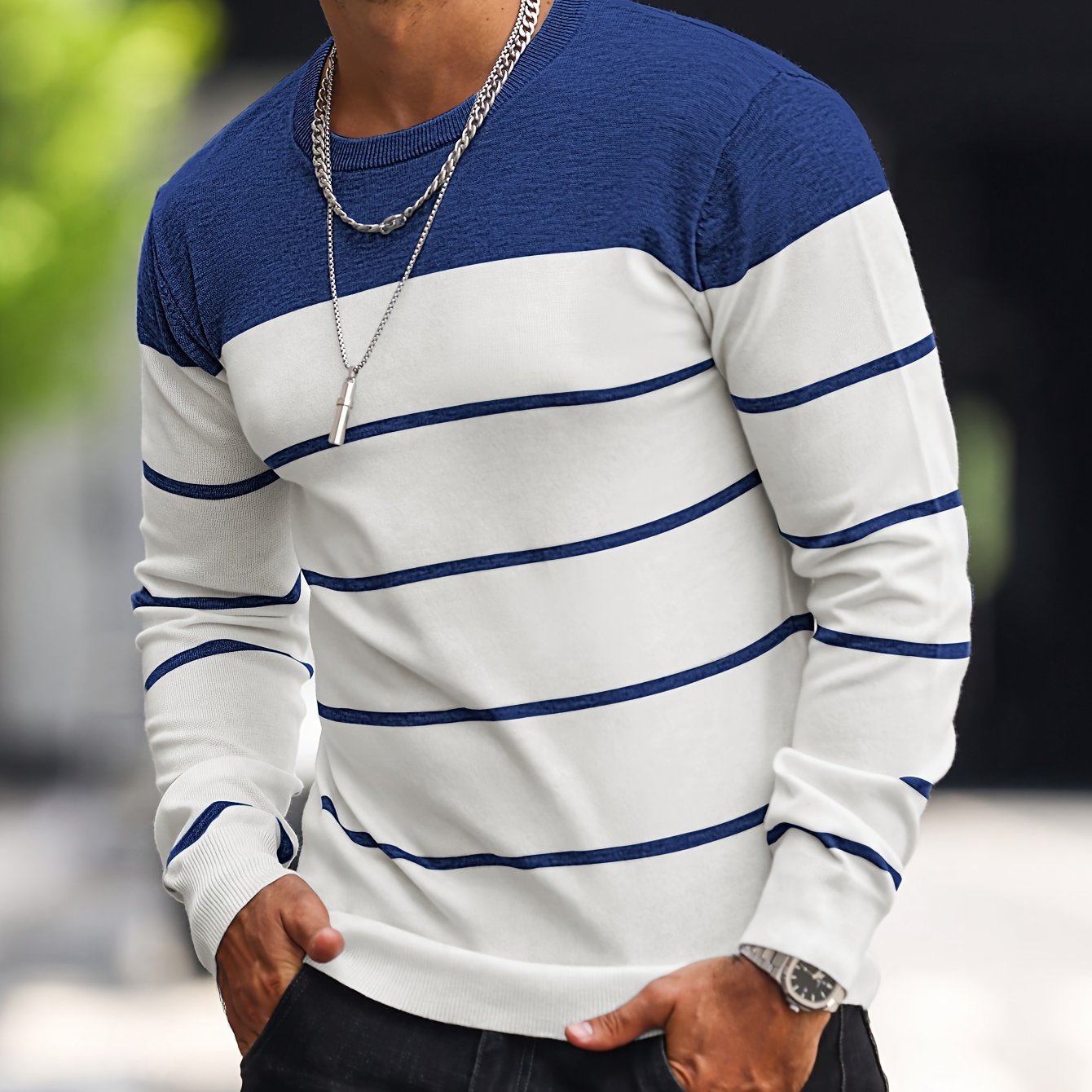 Men's Knitted Fashion Crew Casual Sweatshirt