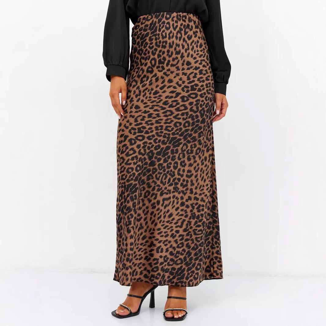 Women's Leopard Fishtail High Waist Casual Skirt