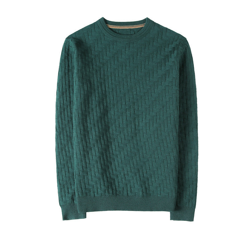 Jacquard Woven Round Neck Sweater Men's Pullover Sweater