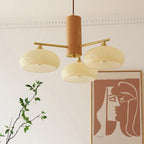 Log Style Glass Cover Chandelier Cream Bedroom Lamps