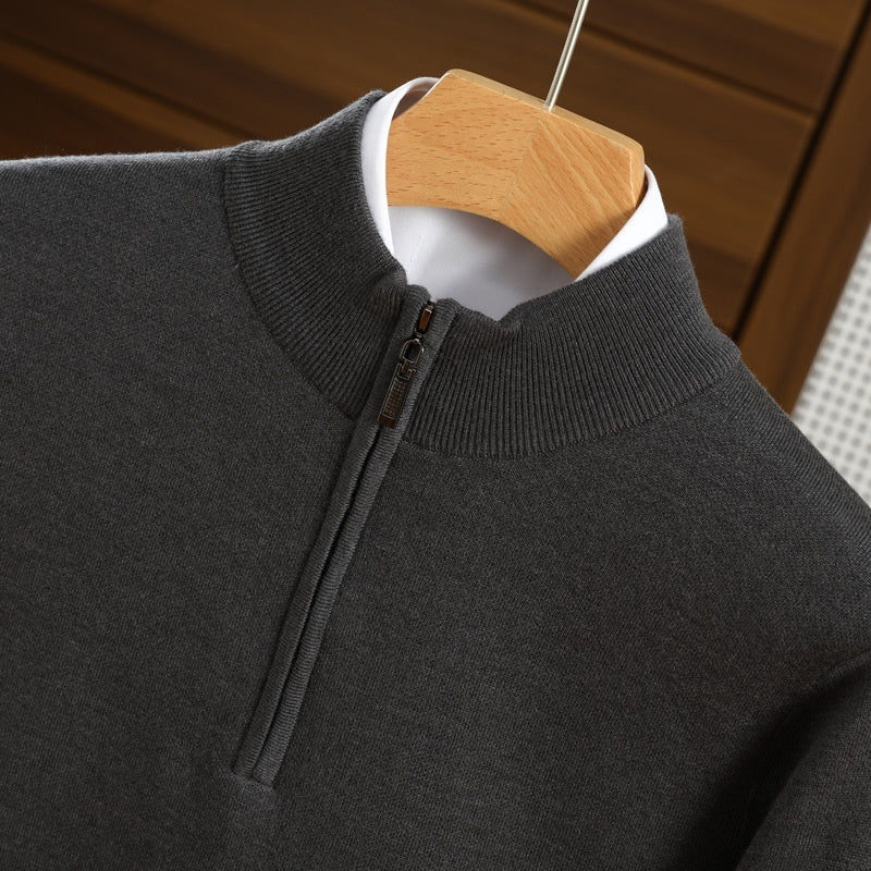 Half Zipper Worsted Wool Sweater Men's Sweater Inner Wear Blouse