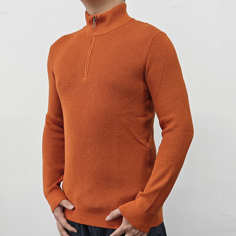Men's American-style Half-turtleneck Zipper Sweater