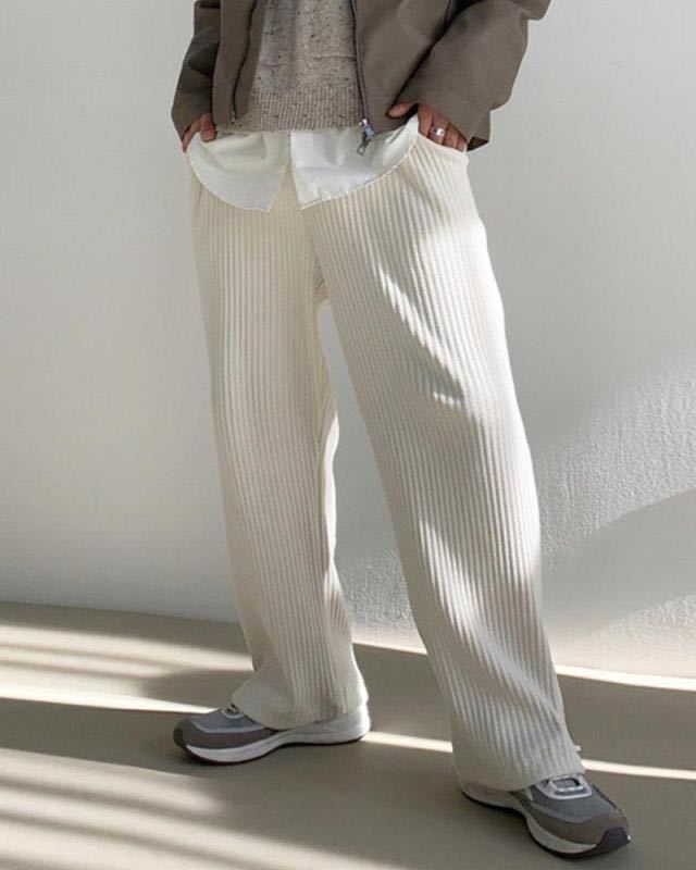 Men's Loose Solid Color Corduroy Ankle-tied Casual Pants
