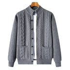 Young And Middle-aged Thick Knit Cardigan Retro Jacquard Loose-fitting Sweater Men's Sweater Coat