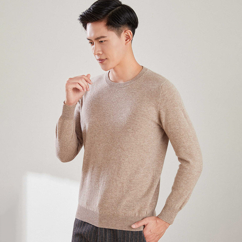 Men's Solid Color Round Neck V-neck Wool Sweater Knitted