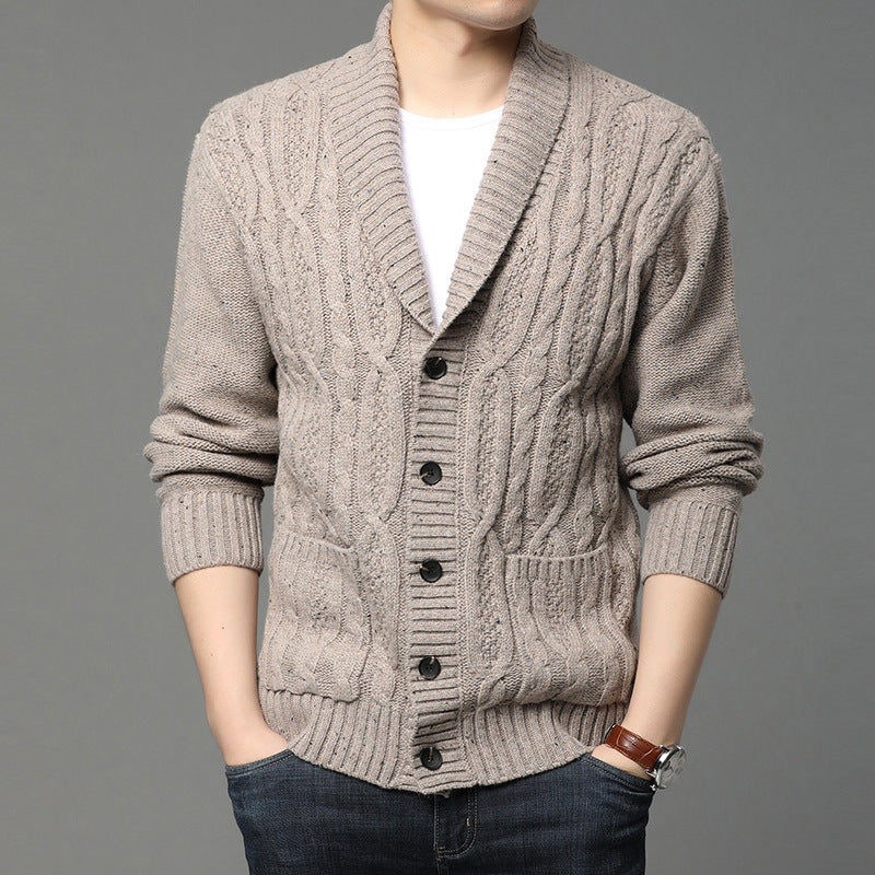 Autumn And Winter Men's Knitted Jackets Men's Korean Style Jacquard