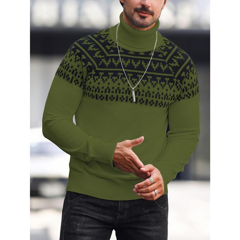Men's Casual Printing High Collar Loose All-match Sweater