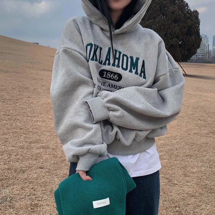 Dongdaemun Special Letter Embroidered Velvet Padded Thickened Sweater