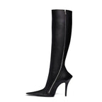 New Stiletto Heel Pointed Shaped Heel Side Zipper Knee-length Female Boots