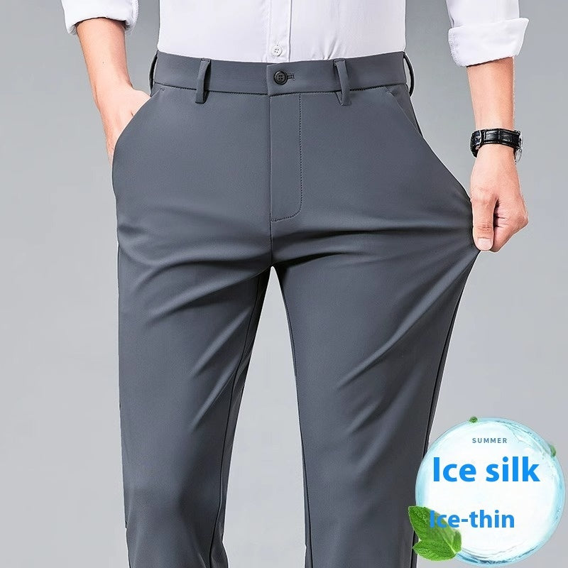 Summer Ice Silk Thin Non-ironing Men's Business Casual Pants