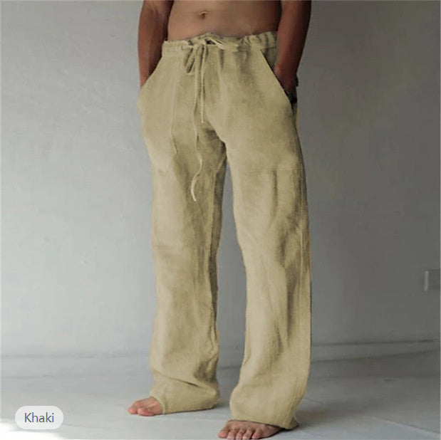 Men's Linen Leisure Solid Color Thin Trousers