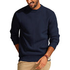 Round Neck Pullover Sweater Men's Waffle Sweater