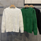 Solid Color Jacquard Thermal Sweater