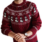Christmas Retro Round-neck Cable Knit Sweater
