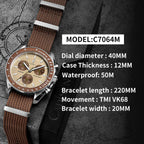 Cadisson Quartz Watch Movement Big Three Eyes Multi-functional Casual Waterproof