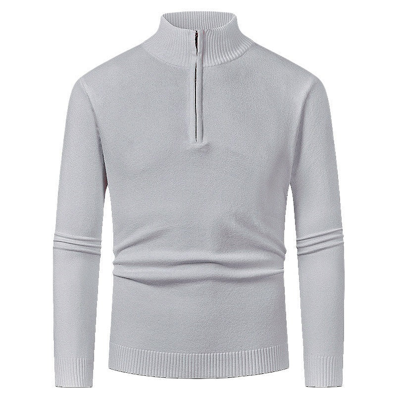 Men's Fashion Half Zipper Polo Sweater Casual Long Sleeve