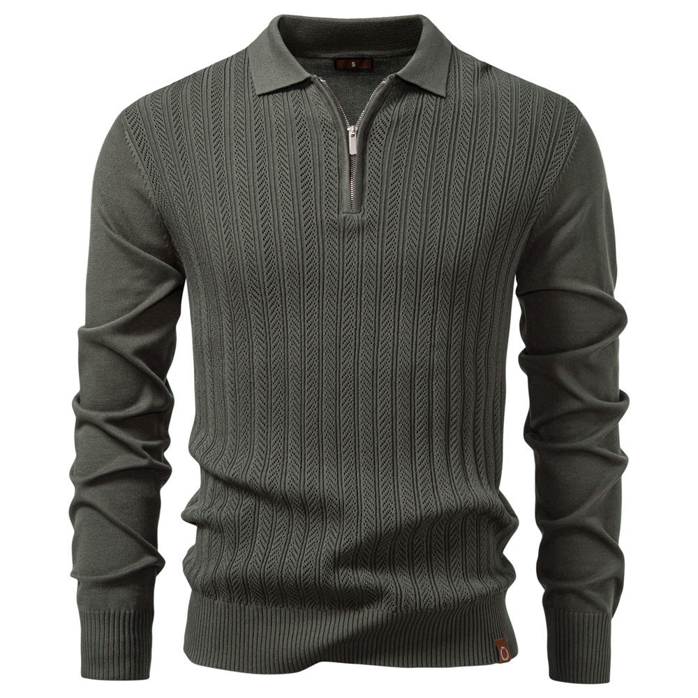 Men's Business Casual Sweater Long Sleeve Half Zipper Sweater