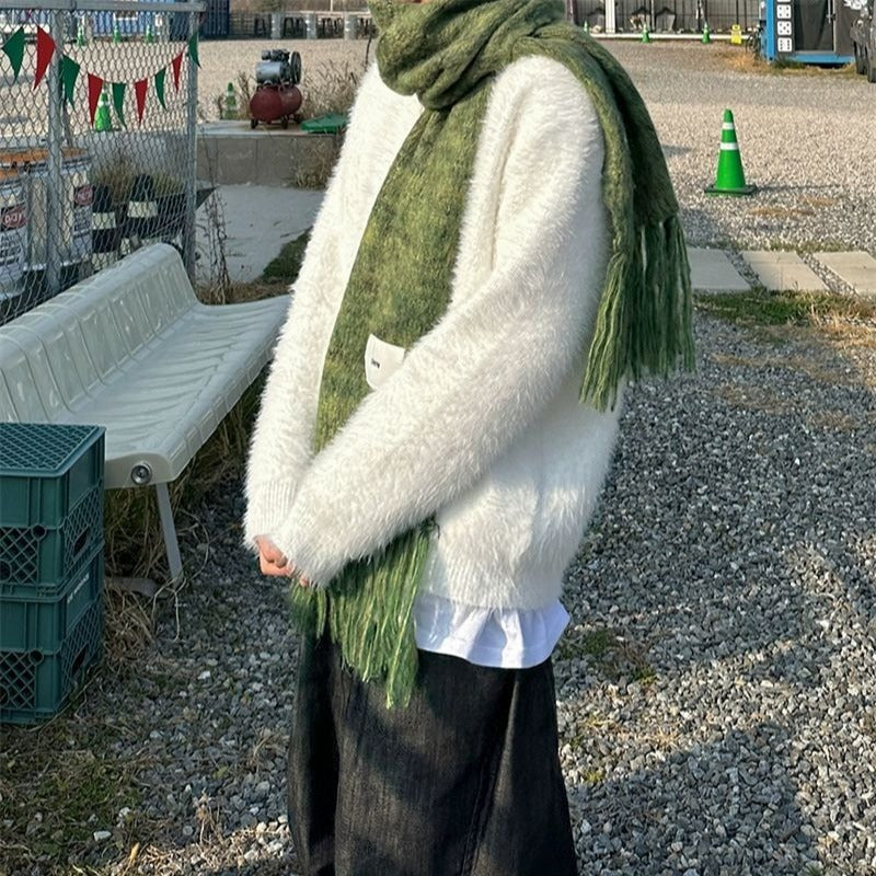 Mohair American Retro V-neck Sweater Coat