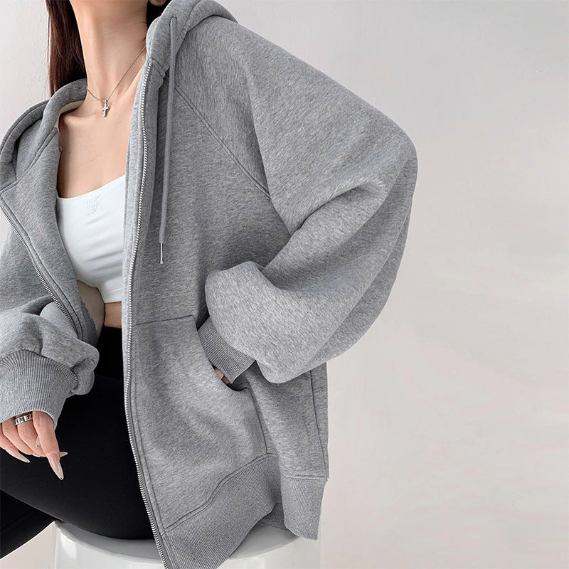 Women's Hooded Cardigan Loose-fitting Casual Pullover Coat