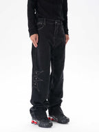 Contrast Color Loose Machete Jeans Men