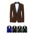 Men's Velvet Blazer With Shawl Collar Wedding Prom Single Button Dress