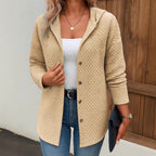 Women's Casual Loose Fashion Plaid Long Sleeve Cardigan Hoodie Coat