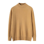Thickened Wheat Jacquard Cashmere Sweater Men's Half-high Collar Solid Color Sweater