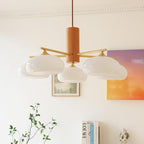 Log Style Glass Cover Chandelier Cream Bedroom Lamps