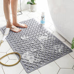 Square Non-slip Bathroom Mat With Suction Cup And Round Hole Design Shower Anti-fall Household Shower Massage Quick Drainage Mat