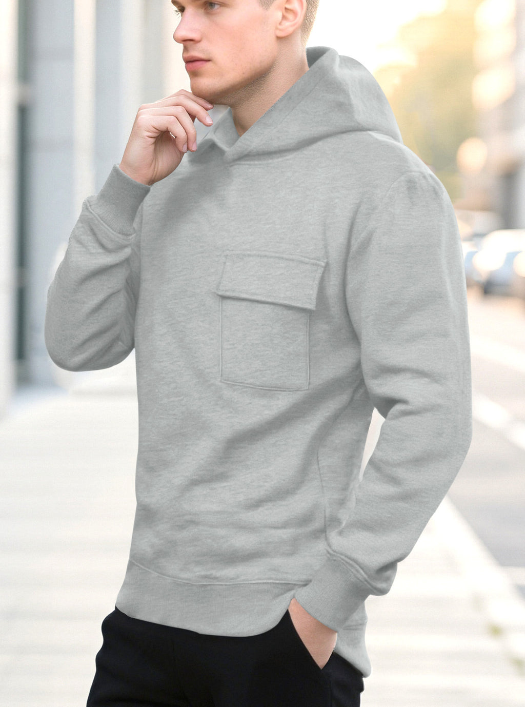 Solid Color Loose Casual Hooded Sweatshirt