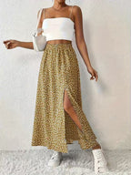 Women's Fashionable With Side-slit Printed Skirt