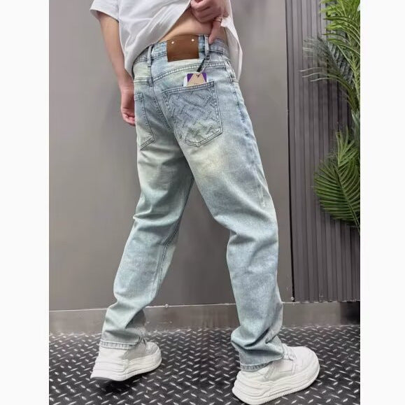 Light Blue Casual Stretch Stylish Versatile Straight Slim Pants